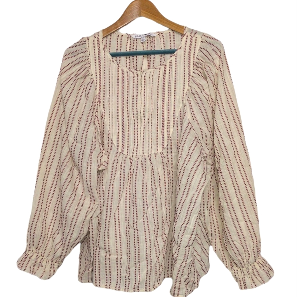 Elizabeth & James  Pintuck Bib Balloon Sleeve Peasant Top